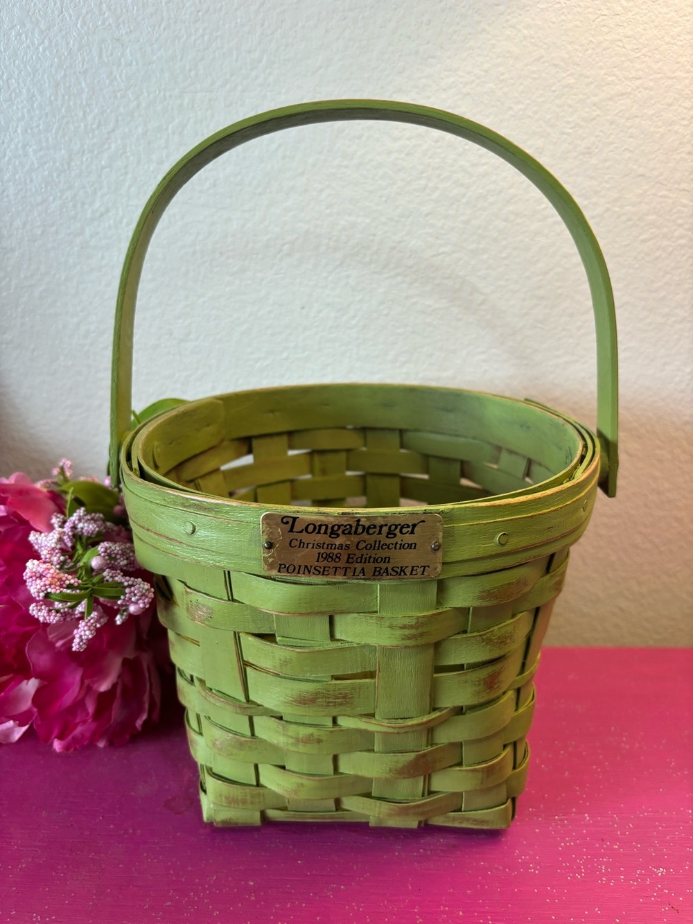 Longaberger 1988 Christmas Collection Poinsettia Basket Upcycled w/ Chalk Paint